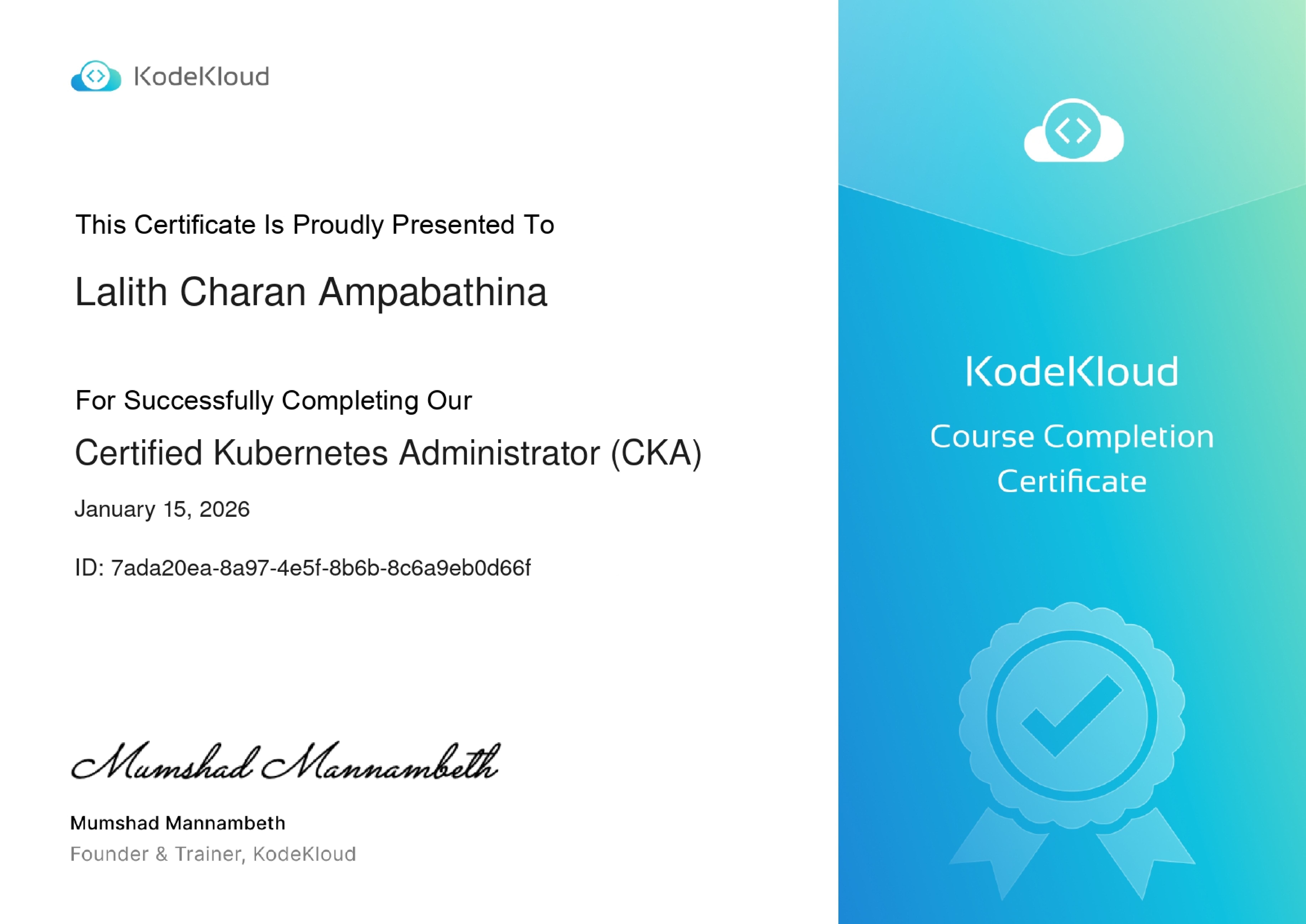 Certified Kubernetes Administrator(CKA) Certificate